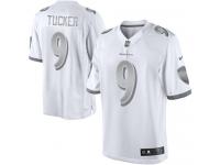 Men Nike NFL Baltimore Ravens #9 Justin Tucker White Platinum Limited Jersey