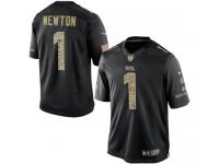 Men Nike NFL Carolina Panthers #1 Cam Newton Black Salute to Service Limited Jersey