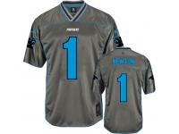 Men Nike NFL Carolina Panthers #1 Cam Newton Grey Vapor Limited Jersey