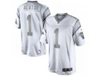 Men Nike NFL Carolina Panthers #1 Cam Newton White Platinum Limited Jersey