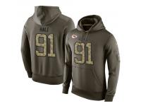 Men Nike NFL Kansas City Chiefs #91 Tamba Hali Olive Salute To Service KO Performance Hoodie