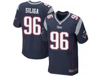 Men Nike NFL New England Patriots #96 Sealver Siliga Authentic Elite Home Navy Blue Jersey