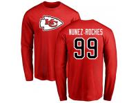 Men Nike Rakeem Nunez-Roches Red Name & Number Logo - NFL Kansas City Chiefs #99 Long Sleeve T-Shirt