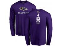 Men Nike Sam Koch Purple Backer - NFL Baltimore Ravens #4 Long Sleeve T-Shirt