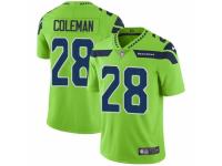 Men Nike Seattle Seahawks #28 Justin Coleman Elite Green Rush Vapor Untouchable NFL Jersey