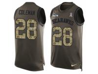 Men Nike Seattle Seahawks #28 Justin Coleman Green Salute to Service Tank Top NFL Jersey