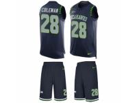 Men Nike Seattle Seahawks #28 Justin Coleman Steel Blue Tank Top Suit NFL Jersey