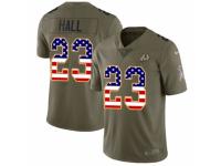 Men Nike Washington Redskins #23 DeAngelo Hall Limited Olive/USA Flag 2017 Salute to Service NFL Jersey