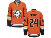 Men Reebok Anaheim Ducks #24 Simon Despres Premier Orange Third NHL Jersey