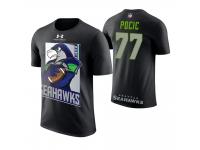 Men Seattle Seahawks Ethan Pocic #77 Black Cartoon And Comic Artistic Painting T-Shirt