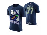 Men Seattle Seahawks Ethan Pocic #77 Navy Cartoon And Comic Artistic Painting T-Shirt