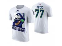 Men Seattle Seahawks Ethan Pocic #77 White Cartoon And Comic Artistic Painting T-Shirt