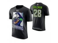 Men Seattle Seahawks Justin Coleman #28 Black Cartoon And Comic Artistic Painting T-Shirt