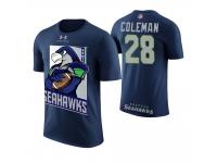 Men Seattle Seahawks Justin Coleman #28 Navy Cartoon And Comic Artistic Painting T-Shirt