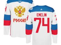 Men Team Russia #74 Alexei Emelin 2016 World Cup of Hockey White Adidas Jerseys