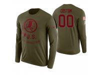 Men Washington Redskins Custom 2018 Salute to Service Long Sleeve Olive T-Shirt