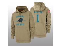 Men's 2019 Salute to Service Cam Newton Panthers Tan Sideline Therma Hoodie Carolina Panthers