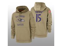 Men's 2019 Salute to Service Marquise Brown Ravens Tan Sideline Therma Hoodie Baltimore Ravens