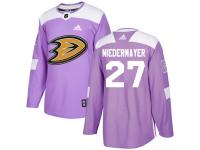 Men's Adidas Anaheim Ducks #27 Scott Niedermayer Authentic Purple Fights Cancer Practice NHL Jersey