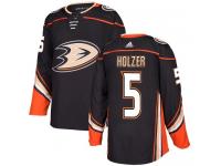 Men's Adidas Anaheim Ducks #5 Korbinian Holzer Authentic Black Home NHL Jersey