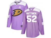 Men's Adidas Anaheim Ducks #52 Julius Nattinen Authentic Purple Fights Cancer Practice NHL Jersey