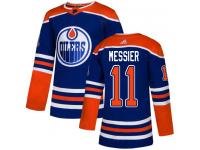 Men's Adidas Edmonton Oilers #11 Mark Messier Royal Blue Alternate Authentic NHL Jersey