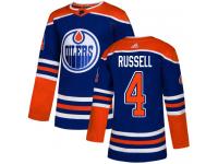 Men's Adidas Edmonton Oilers #4 Kris Russell Royal Blue Alternate Authentic NHL Jersey