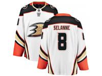 Men's Anaheim Ducks #8 Teemu Selanne Authentic White Away Breakaway NHL Jersey