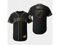 Men's Angels 2019 Black Golden Edition Mike Trout Flex Base Stitched Jersey