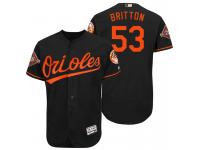 Men's Baltimore Orioles Zach Britton #53 Black On-Field 25th Anniversary Patch Flex Base Jersey