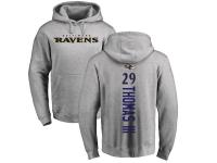 Men's Baltimore Ravens Earl Thomas III NFL Pro Line Ash Backer Pullover Hoodie