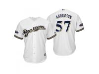 Men's Brewers 2018 Postseason Home White Chase Anderson Cool Base Jersey