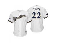 Men's Brewers 2018 Postseason Home White Christian Yelich Cool Base Jersey