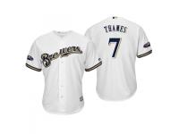 Men's Brewers 2018 Postseason Home White Eric Thames Cool Base Jersey