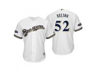 Men's Brewers 2018 Postseason Home White Jimmy Nelson Cool Base Jersey