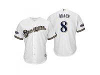 Men's Brewers 2018 Postseason Home White Ryan Braun Cool Base Jersey