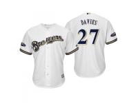 Men's Brewers 2018 Postseason Home White Zach Davies Cool Base Jersey