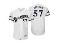 Men's Brewers 2018 Postseason White Chase Anderson Flex Base Home Jersey