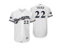 Men's Brewers 2018 Postseason White Christian Yelich Flex Base Home Jersey