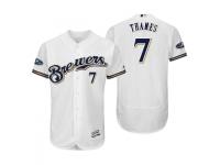 Men's Brewers 2018 Postseason White Eric Thames Flex Base Home Jersey