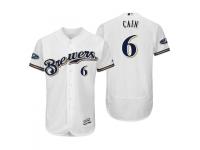 Men's Brewers 2018 Postseason White Lorenzo Cain Flex Base Home Jersey