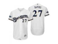 Men's Brewers 2018 Postseason White Zach Davies Flex Base Home Jersey