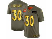 Men's Denver Broncos #30 Phillip Lindsay Olive Gold 2019 Salute to Service Football Jersey