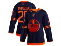 Men's Hockey Edmonton Oilers #28 Kyle Brodziak Alternate Jersey Navy Blue