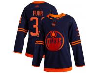 Men's Hockey Edmonton Oilers #31 Grant Fuhr Alternate Jersey Navy Blue