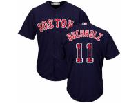 Men's Majestic Boston Red Sox #11 Clay Buchholz Navy Blue Team Logo Fashion Cool Base MLB Jersey