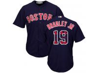 Men's Majestic Boston Red Sox #19 Jackie Bradley Jr Authentic Navy Blue Team Logo Fashion Cool Base MLB Jersey