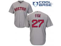 Men's Majestic Boston Red Sox #27 Carlton Fisk  Grey Road Cool Base MLB Jersey