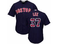 Men's Majestic Boston Red Sox #37 Bill Lee Navy Blue Team Logo Fashion Cool Base MLB Jersey