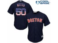 Men's Majestic Boston Red Sox #50 Mookie Betts Navy Blue USA Flag Fashion Road Cool Base MLB Jersey